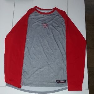 Under Armour Red and Gray Long Sleeve Tee XL